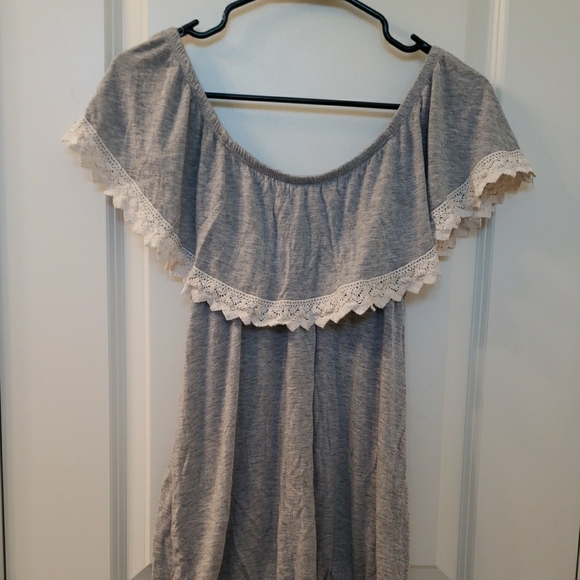 New York & Company Tops - New York & Company Gray Ruffled Blouse